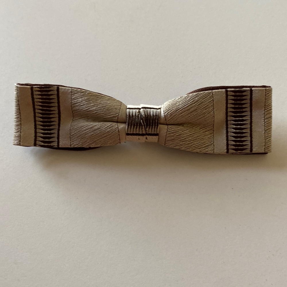 Vintage Clip-on Bow Tie Cream Brown